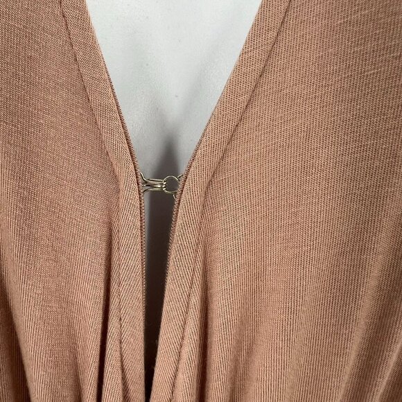 Three Bird Nest XL Pink Soft Stretch Knit Long Sleeve Open Back Boho Mini Dress - Picture 9 of 11